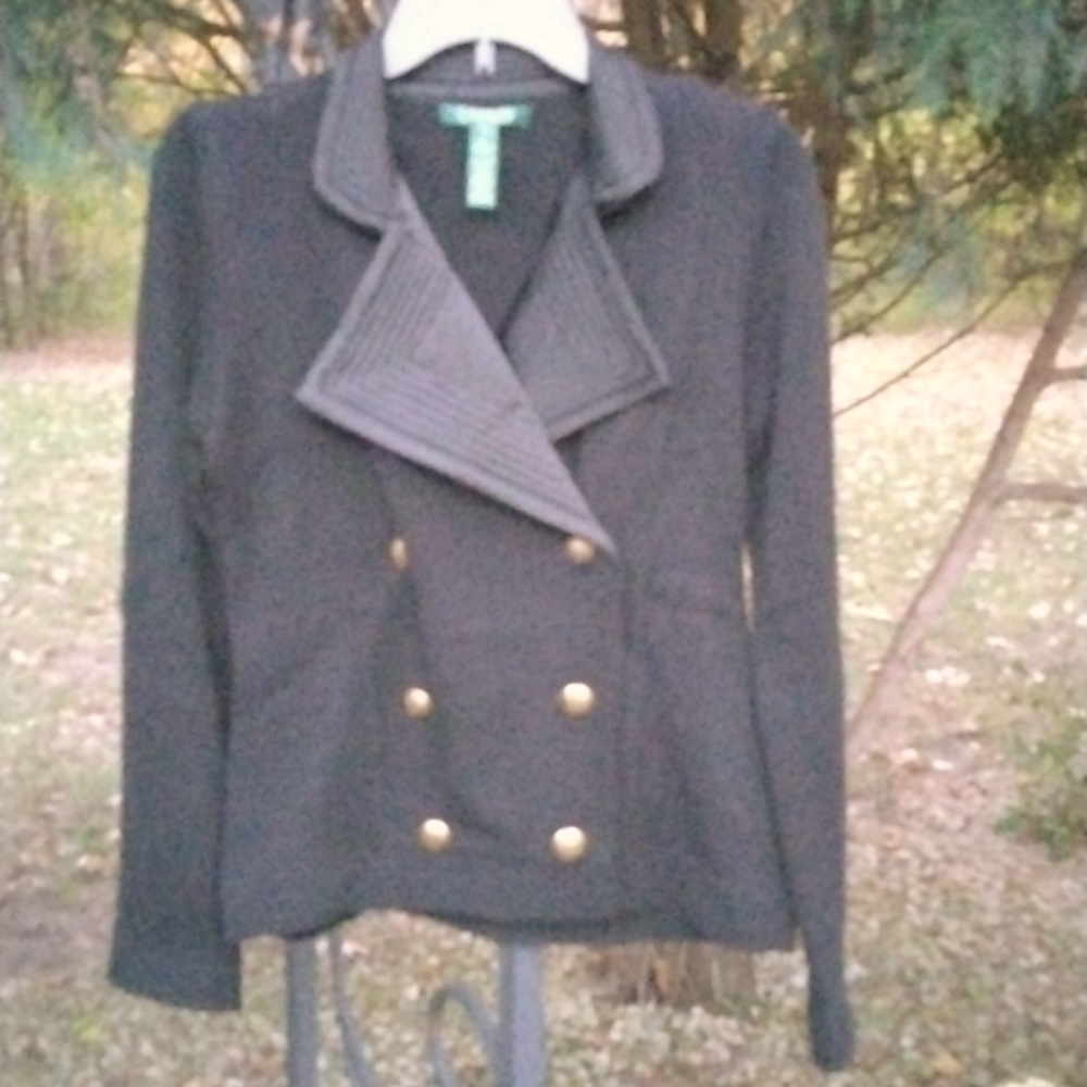 Vintage RALPH LAUREN Cotton Double Breasted, Blazer Cardigan Black size S